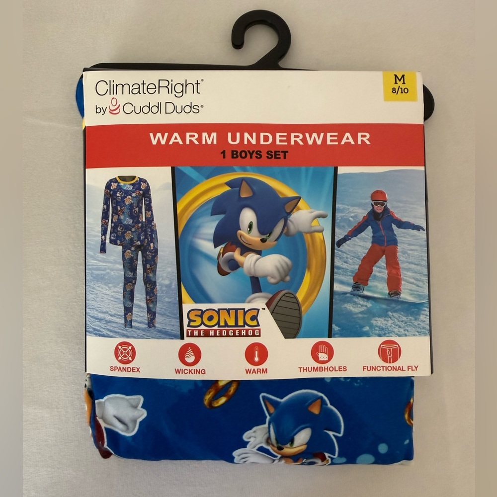 Cuddl Duds Climate Right Warm Underwear Sonic Hedgehog